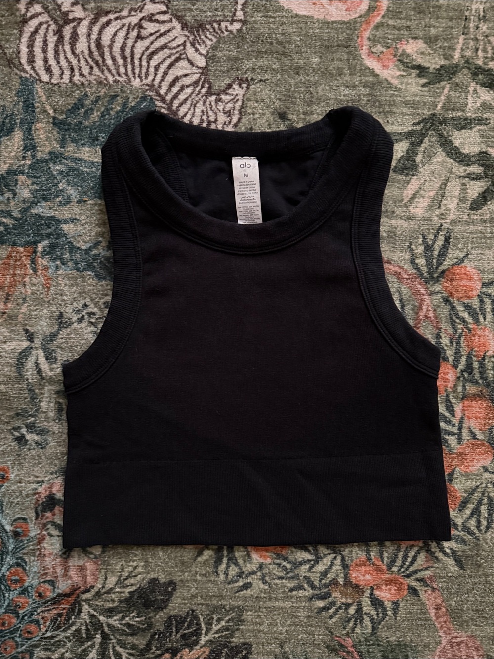 ALO Yoga Black Ribbed Cropped Tank